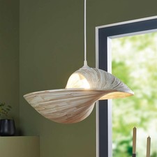 Pendel Hänge Leuchte "Swing" Bambus weiß, Decken Lampe Wohnzimmer Küche Esstisch