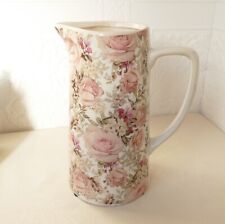 Milchkanne Krug Kanne Vase Keramik Rosen Landhausstil Deko Cottage Craquelé NEU