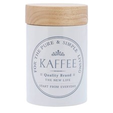 Kaffeedose Keramik Weiß Holz