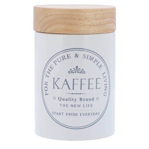 Kaffeedose keramik weiß holz - keramik,