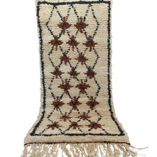 Vintage Marokkanischer Azilal Teppich Handarbeit Berber Geometrisch Braun Car...