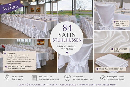 84x satin stuhlhussen weiß - 84x,