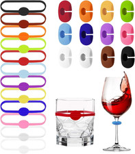24 Stück wiederverwendbare Silikon-Glasmarkierer in bunten Farben