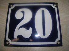 altes Hausnummer Schild Email Nr. 20 gewölbt Maße 14 x 12 cm blau Emailschild
