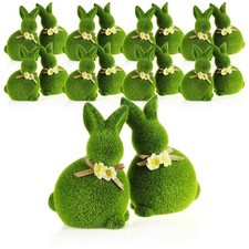 18x Dekofigur - Osterhase aus Keramik mit Schleife und Blumen