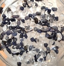 Saphir und Bergkristall: Trommelsteine Granulat Chips je 50 g