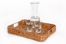 VIVANNO Großes Tablett Korb Tischkorb Wasserhyazinthe 'Tim' 40x30cm