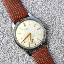 Vintage Terval SWISS MADE Herren Armbanduhr, Lederarmband + Handaufzug