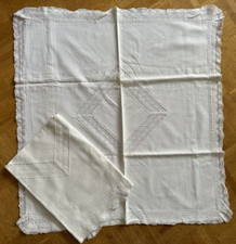 2 x Paradekissen antik Spitze Lochstickerei Kopfkissen