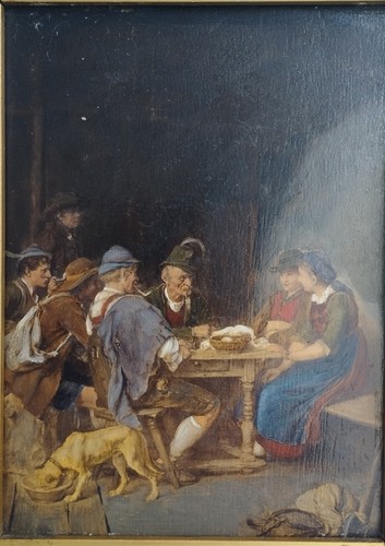 Antiker übermalte öl druck - Übermalte,