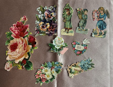 9 Antik Vintage Oblaten Bilder Poesie Album Briefe Zwischen 1920-1950 Sammler