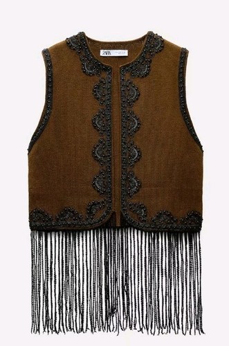 Zara weste jacke braun mit - jacke,