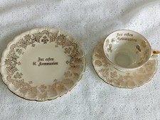 Kaffeegedeck "Zur 1. hl.Kommunion" Bavaria 3tlg. Sammeltasse elfenbein/gold