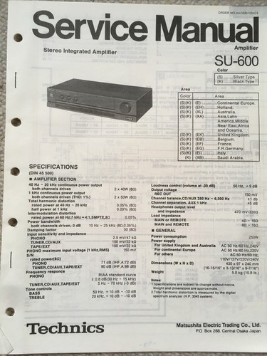 Technics service manual 600 - technics, su-600
