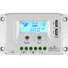 Laderegler  PWM Pro 12V/24V 20A USB mit LCD Display Offgridtec 
