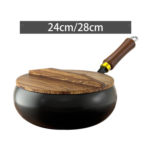 Gusseisen wok mit holzgriff - mit,