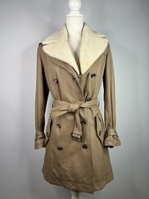 Burberry Damen Trenchcoat Mantel Ledermantel Jacke Beige Sherling Creme Gr. 36