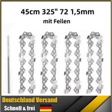 4x Kettensägekette 0,325" 1,5mm 72TG 45cm 18" Ersatzkette Sägekette mit Feilen