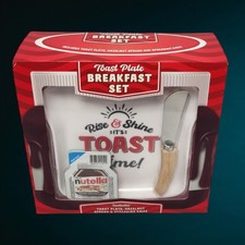 Toastteller Frühstücksset mit Messer & Haselnussaufstrich Geschenkbox Küche Esszimmer