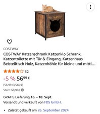katzenklo costway,braun naturholz -/Schwarz Super Zustand 