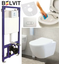 WC Komplett Set Wand spülrandlos mit Spülkasten, Vorwandelement & Softclose