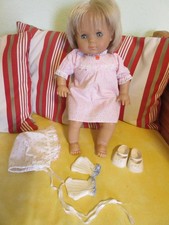 80er Puppe m.Stoffkörper,gemarkt, 45cm,Sitzpuppe,blonde Haare,blaue Schlafaugen