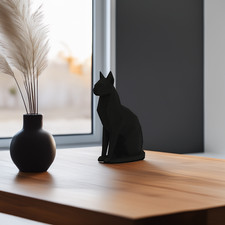 Katze Cat Statue Schwarz Figur