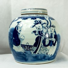 chinesische Deckel Vase China Porzellan handbemalt blau weiß Ingwertopf B Waren