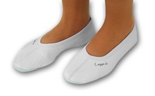 Schläppchen gymnastikschuhe Ballerina aus Leder mit Ledersohle weiss Gr. 27 - 46