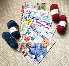 Konvolut 200g feinste  Wolle/BW  5 Strick-Zeitschriften Kinder Baby Amigurumi