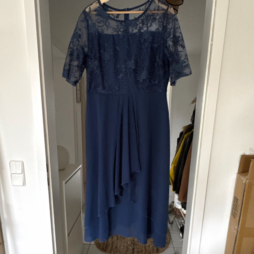 Damen abendkleid midi blau - midi,