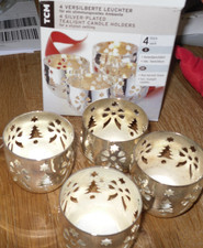 TCM 4 versilberte Kerzenleuchter mit OVP Weihnachten Kerzenhalter