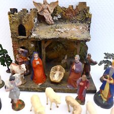 Konvolut- Krippe mit alten Krippefiguren Uralt um 1890