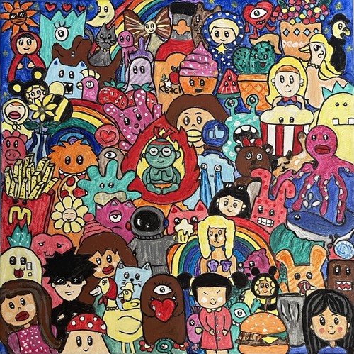 Doodle pop art acryl - doodle,