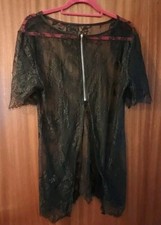 Spitzenshirt Schwarz Kurzarm