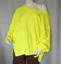 Oversized Sweater Vintage Flashdance Sweat Shirt Signal Neon Gelb 38,40,42,44Neu