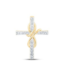 10k Gelbgold 0,09ctw natürlicher Diamant Kreuz Charm 3,2g religiöser Anhänger