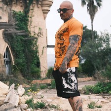 Neue Yakuza Herren Pray Sweat Shorts - Schwarz