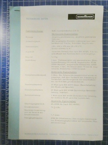 Nordmende technische daten - technische,