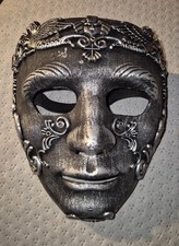 Halloween Teufel oder Dämonen Vollgesichts Maske  leicht Schwarz-Silber