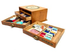 Antike Holz Ladenvitrine Nähschrank für J & P Coats Spule Kurzwaren