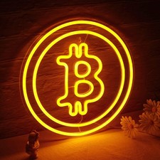 Bitcoin LED Neon Schild dimmbar USB Licht Krypto Deko Trading Zimmer Lampe