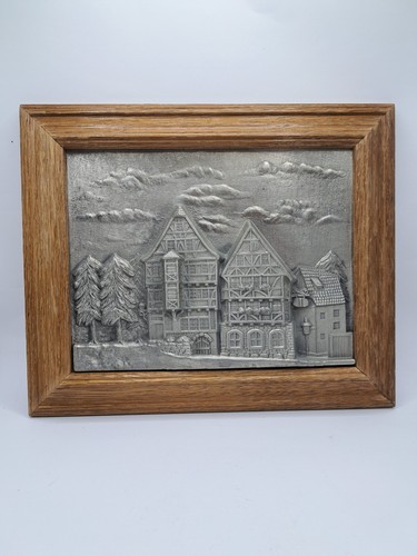 Zinn wandbild fachwerkhäuser - zinn,