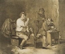 STRIXNER (*1782) nach TENIERS (*1610), Wirtshausszene mit zechenden Bauern, Lith