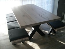 Bodahl Echtes Massivholz Esstisch & 2 Bänke Tisch Bank Eiche Bianco White Wash