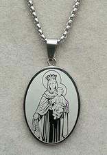 Heilige Maria Anhänger Mit Halskette Edelstahl Silber Madonna Gottesmutter Jesus