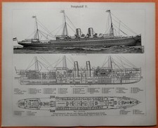 DAMPFSCHIFF I - IV Schiff Schnelldampfer Raddampfer Heckraddampfer 1894 Havel