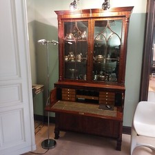 Schrank antik Flammenmahagoni Sekretär Vitrine Bücherschrank England