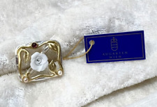 Augarten Wien Brosche - Porzellan, Saphire, Perle, vergoldet Sterlingsilber