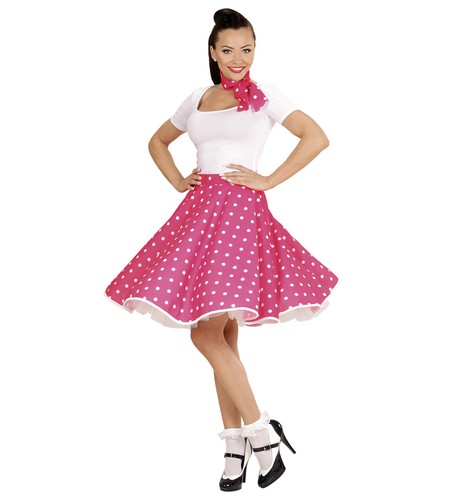 Pink weiß gepunkteter - weiß, 50er